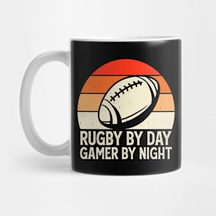 Rugby By Day Gamer By Night For Video Game Lovers - Funny Rugby Vintage Mug